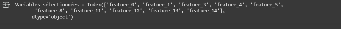 Résultat du code