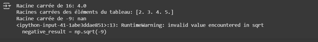 Résultat du code